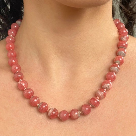 Necklace with Spherical Rodocrosite