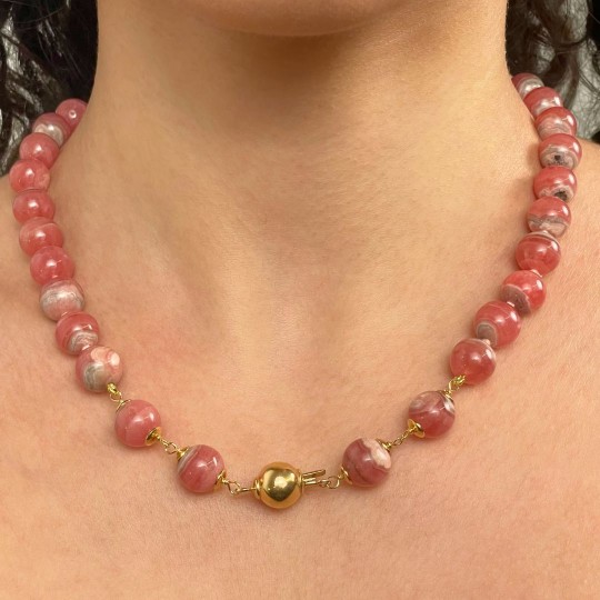 Necklace with Spherical Rodocrosite