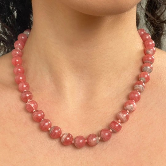 Necklace with Spherical Rodocrosite
