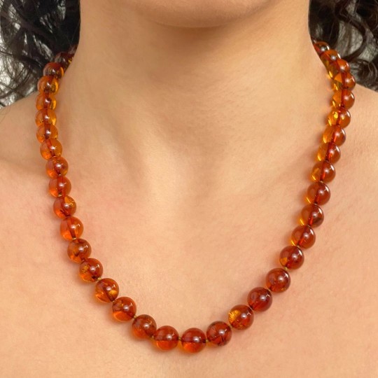 Amber Necklace of the Baltic Honey with Inclusions