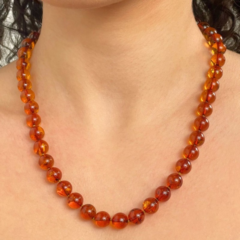 Amber Necklace of the Baltic Honey with Inclusions
