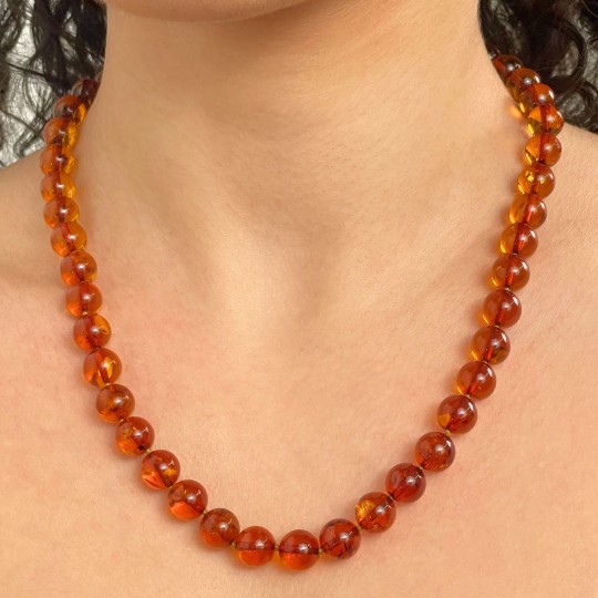 Amber Necklace of the Baltic Honey with Inclusions