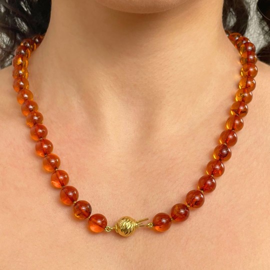 Amber Necklace of the Baltic Honey with Inclusions