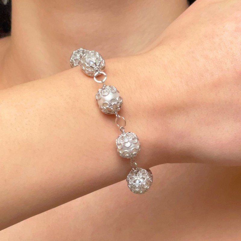 Rosary bracelet of Pearl Ø 9.5 mm