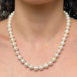 Collana di Perle Bianche Potatoes con Chiusura a Pallina