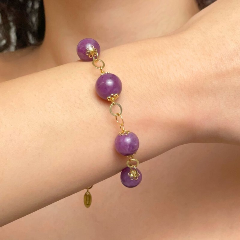 925‰ Silver Bracelet with Spherical Massive Ruby