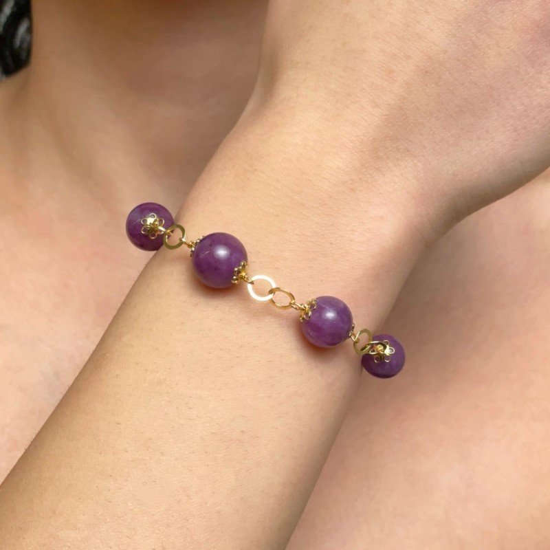 925‰ Silver Bracelet with Spherical Massive Ruby