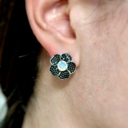 Ethiopian Opal and Spinel Pavè Pendant and Earrings Set