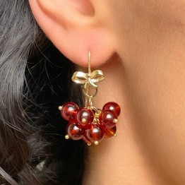 Earrings in Grape Hessonite