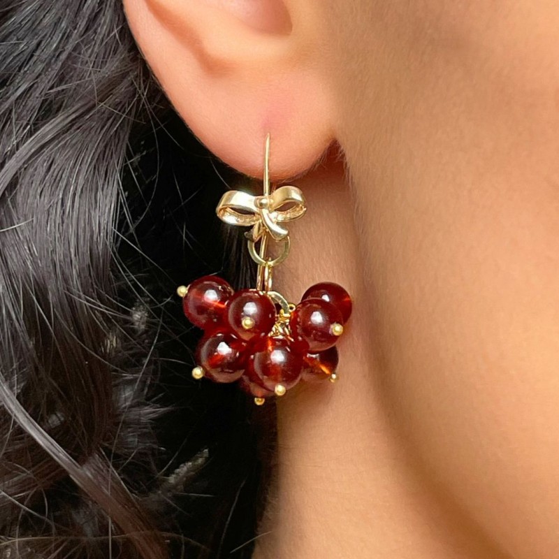 Earrings in Grape Hessonite