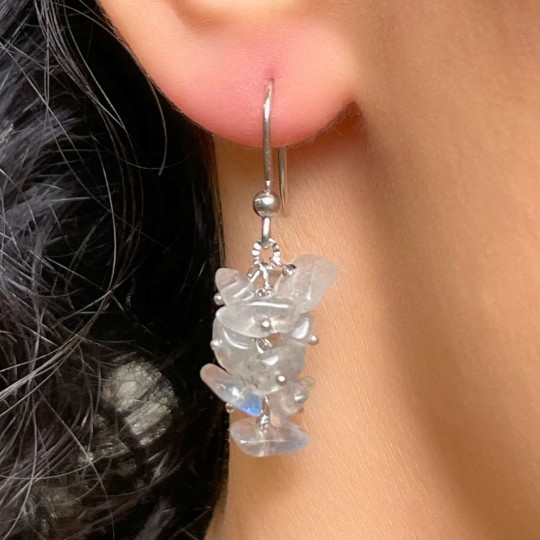 Earrings in Labradorite cluster