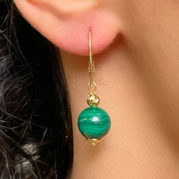 Earrings with Malachite ø 10 mm