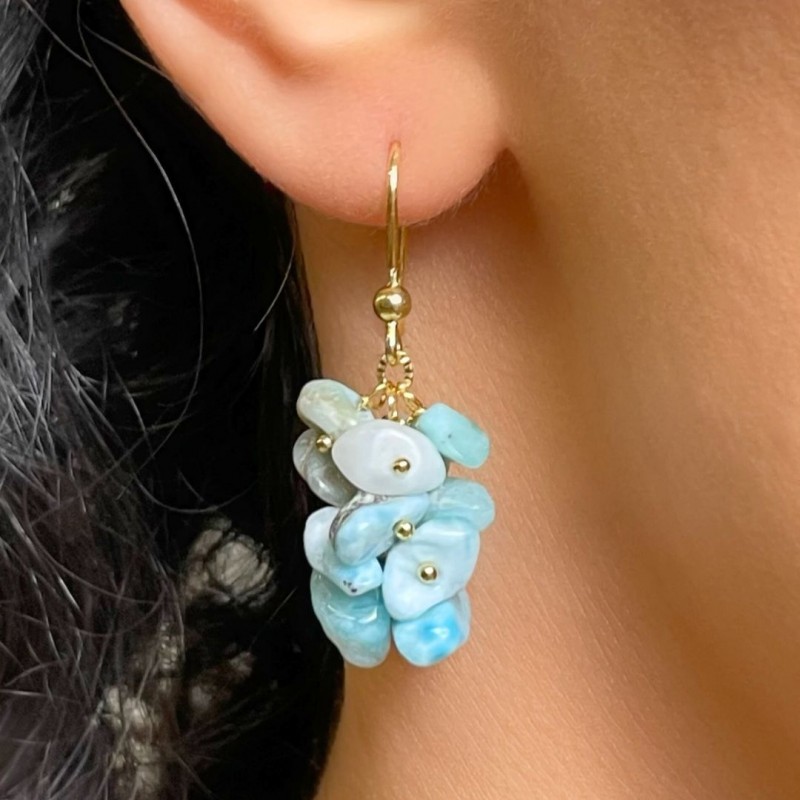 Earrings with larimar in Chips