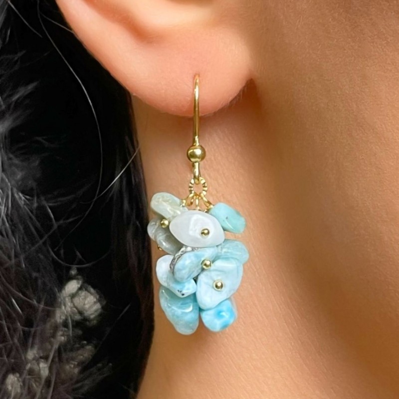 Earrings with larimar in Chips