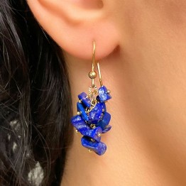 Earrings with Lapis in Chips
