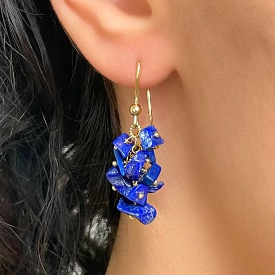 Earrings with Lapis in Chips