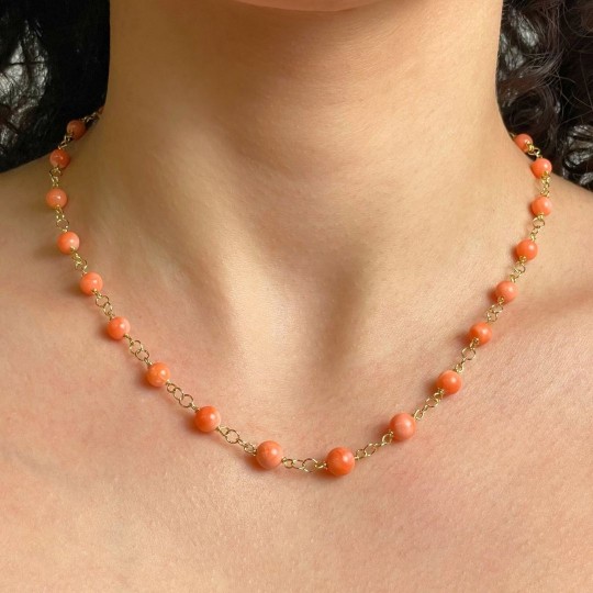 Coral Collier Pink Aranciato Sferico