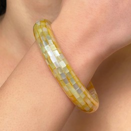 Mother of Pearl Rigid Bracelet in Mosaic