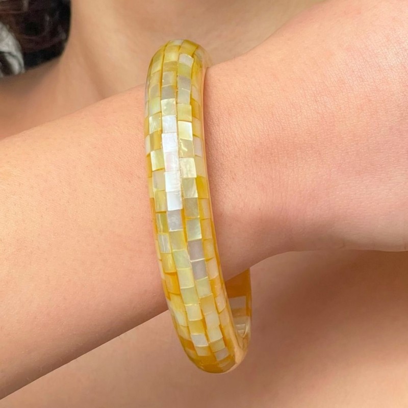 Mother of Pearl Rigid Bracelet in Mosaic