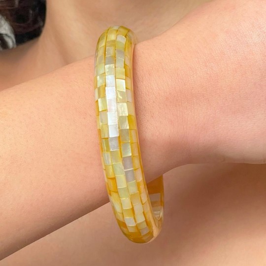 Mother of Pearl Rigid Bracelet in Mosaic