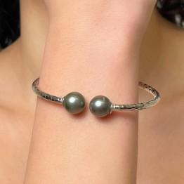 Bracelet Open with 2 Tahiti Pearls