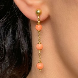 Earrings with Orange Rose Coral