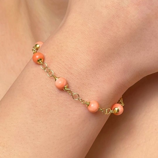 Orange Rose Coral Bracelet