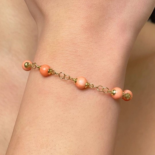 Orange Rose Coral Bracelet