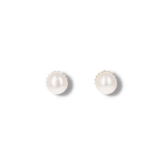 Earrings in Lobo with White Pearls in Bottone