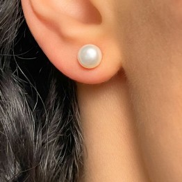 Orecchini con Perle Bianche ø 6,5 mm