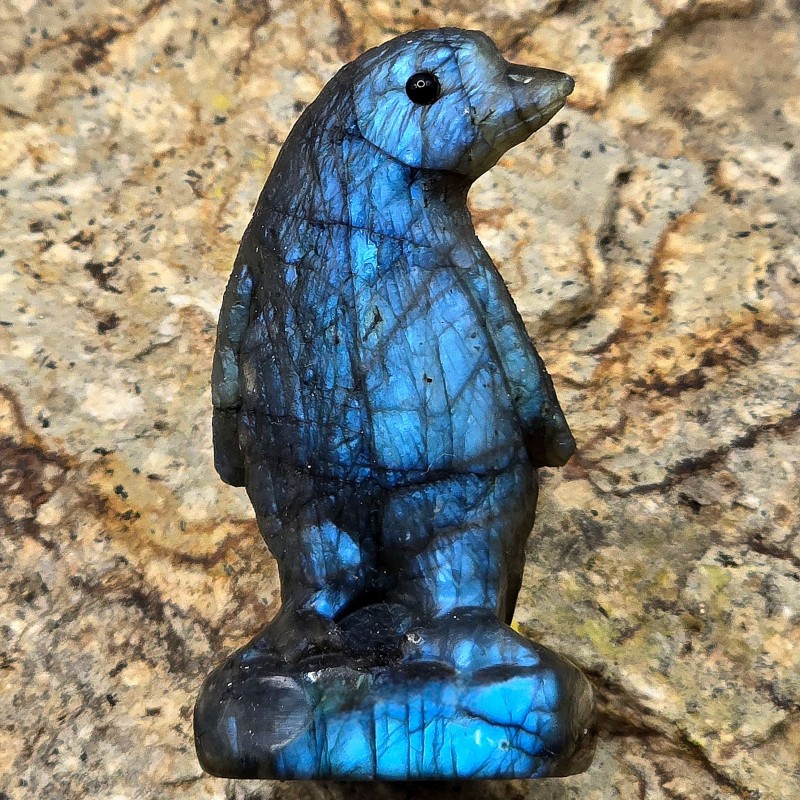 Scultura a Pinguino in Labradorite