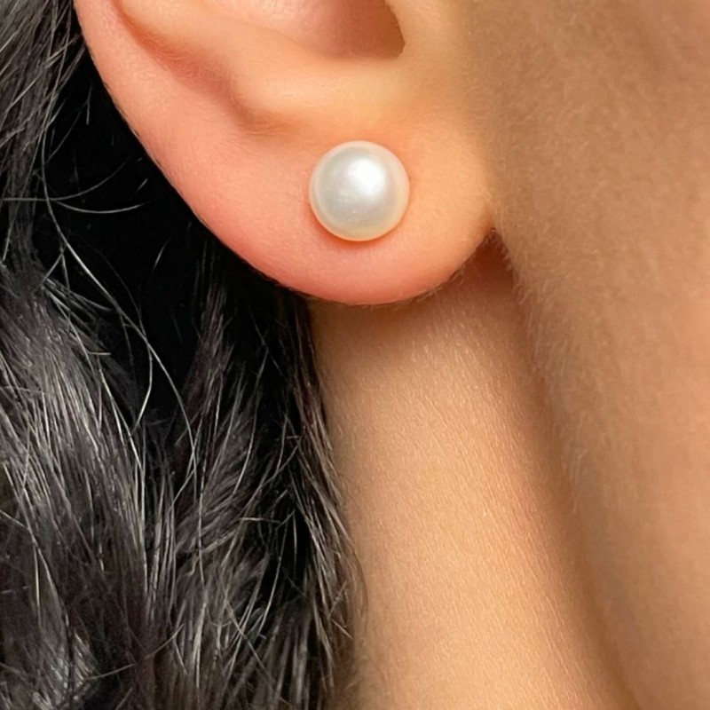 Orecchini a Lobo di Perle a Bottone ø 6,5 mm