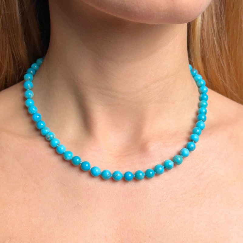 Collana di Turchese Sferica Liscia