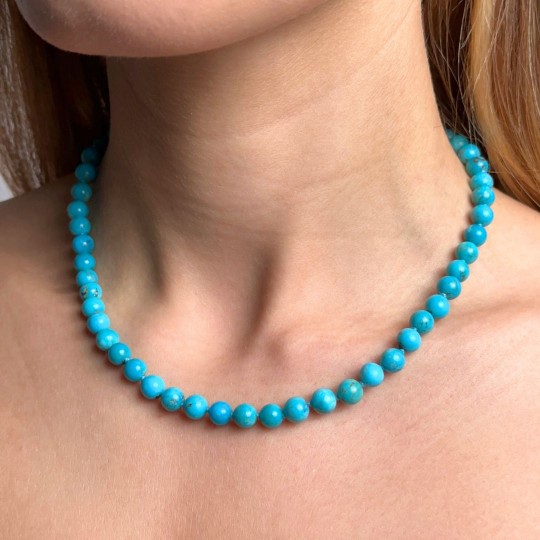 Collana di Turchese Sferica Liscia