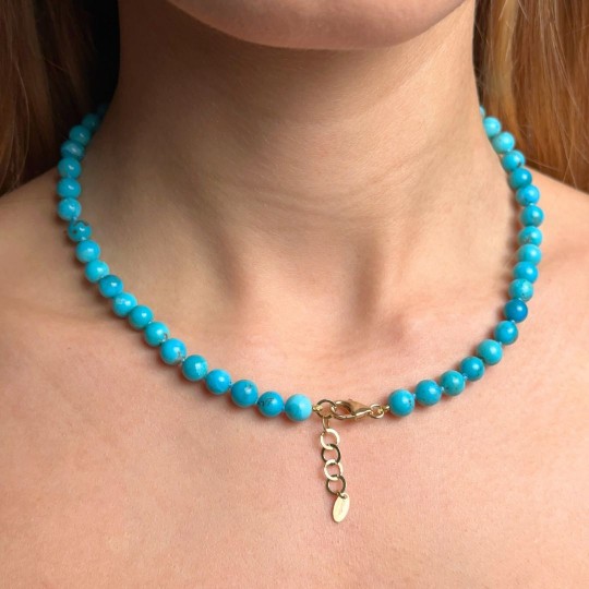 Collana di Turchese Sferica Liscia