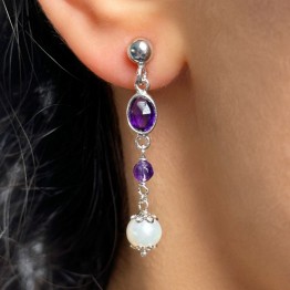 Earrings with Amethyst and Pearls