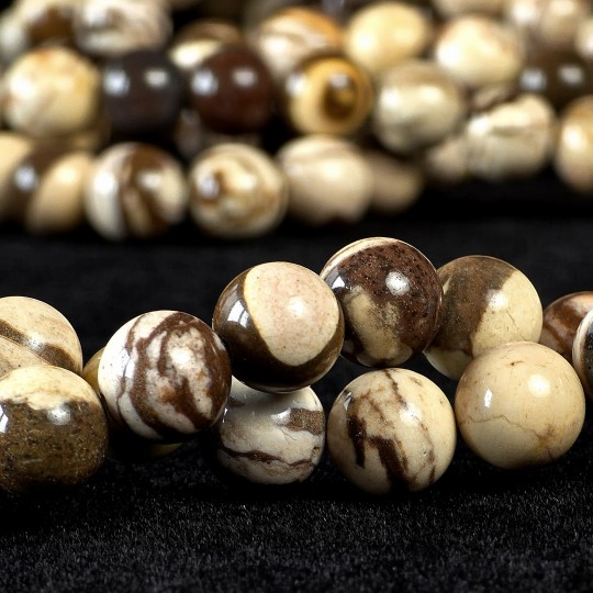 Strand of Variegated Beige Jasper Brown