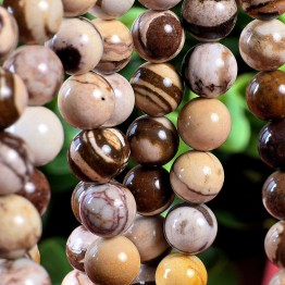 Filo di Diaspro Beige Variegato Brown ø 10,5 / 11 mm