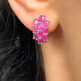 Earrings in Shield with Rubini