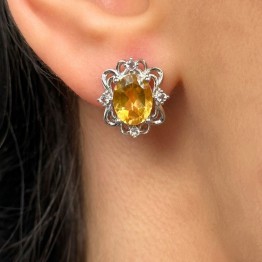 Orecchini a Fiore con Quarzo Citrino