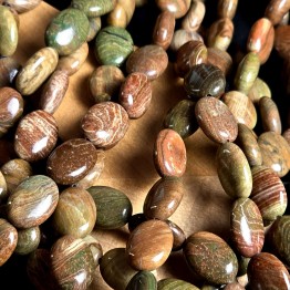 Filo di Diaspro Verde Brown Ovale ø 14x10 mm