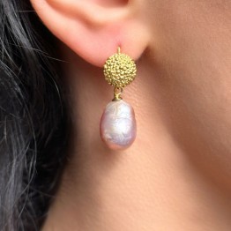 Earrings with Pink Shell Beads