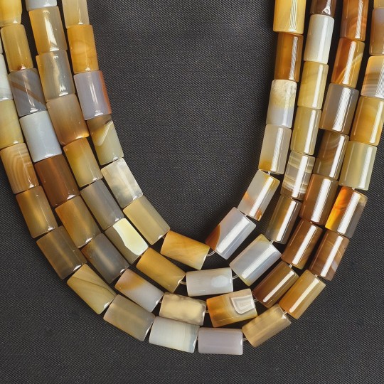 Fili di Agata Beige Brown a Cilindro