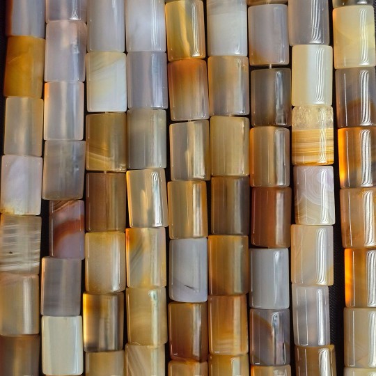 Fili di Agata Beige Brown a Cilindro