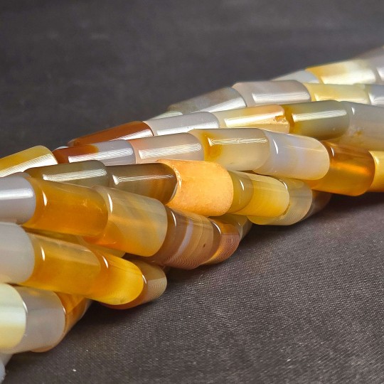 Fili di Agata Beige Brown a Cilindro