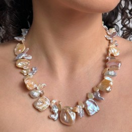 Pearl Necklace Keshi Pink Violetto