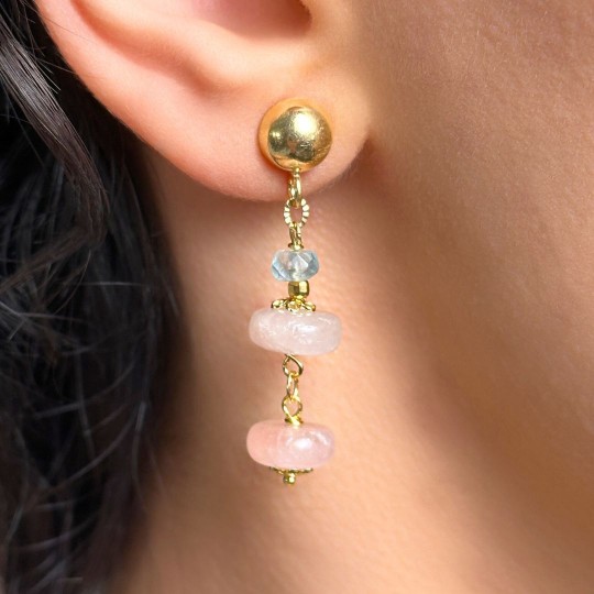 Earrings with morganite and aquamarine