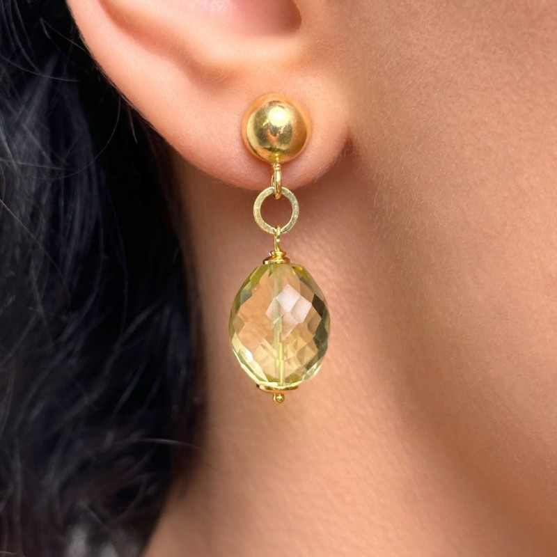 Lemon Quartz Earrings in Sasso