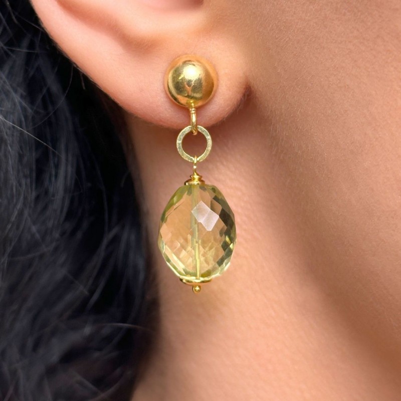 Lemon Quartz Earrings in Sasso
