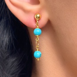 Earrings with Spherical Turquoise